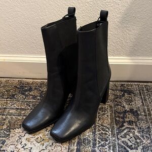 Zara Leather Black Women's Ankle Boots